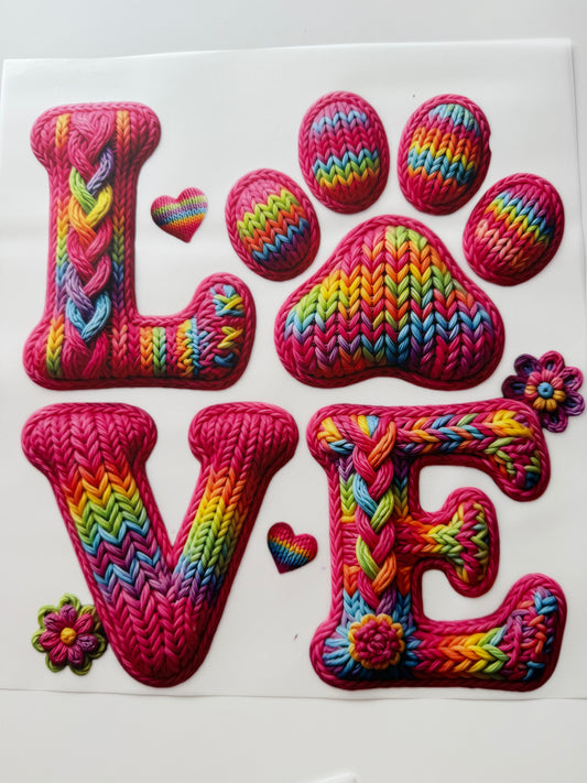 Textil-Sticker Love mit Pfote