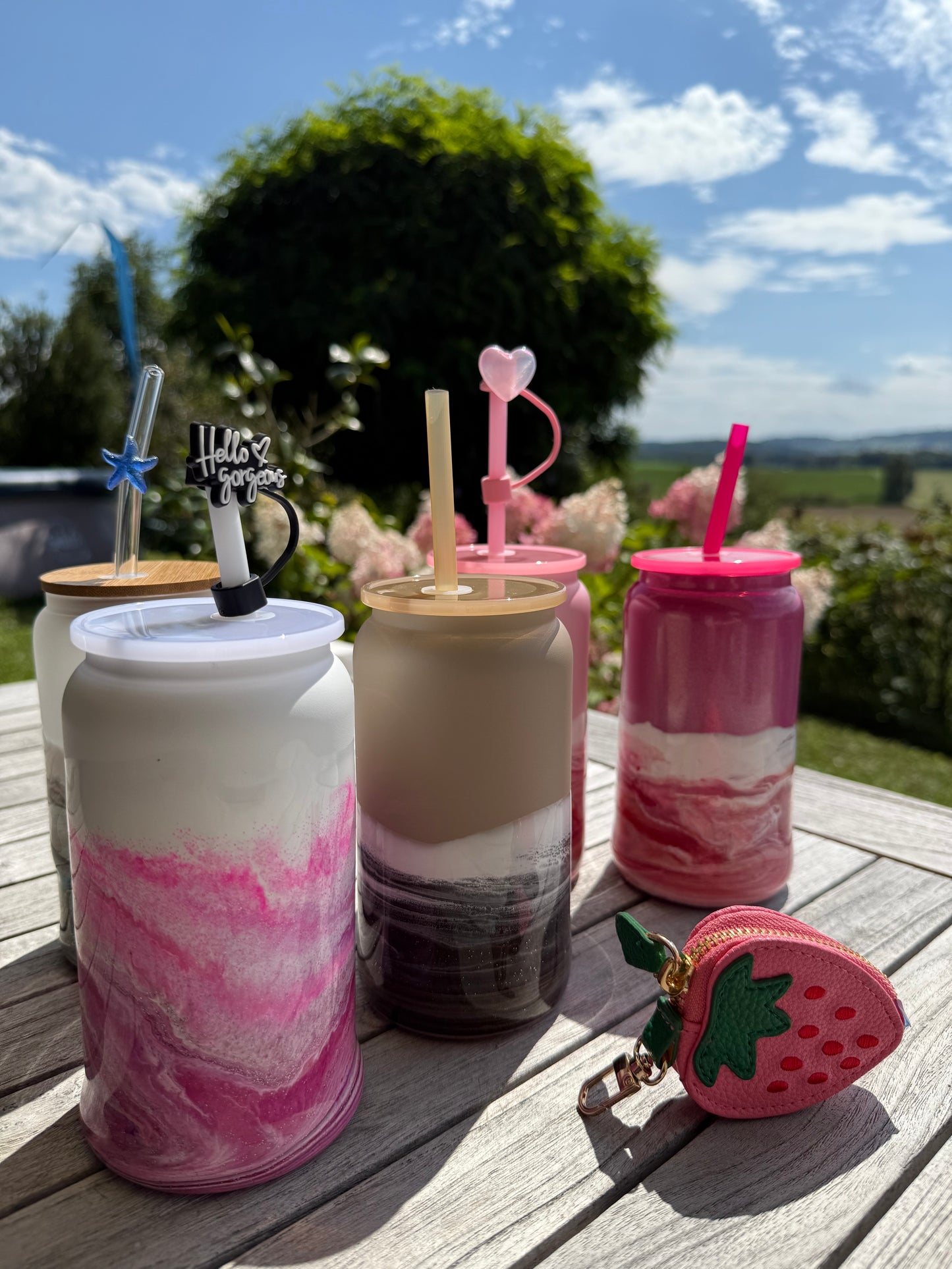 Edelstahl Becher in Wunschfarben (3 Farben) gegossen mit Resin