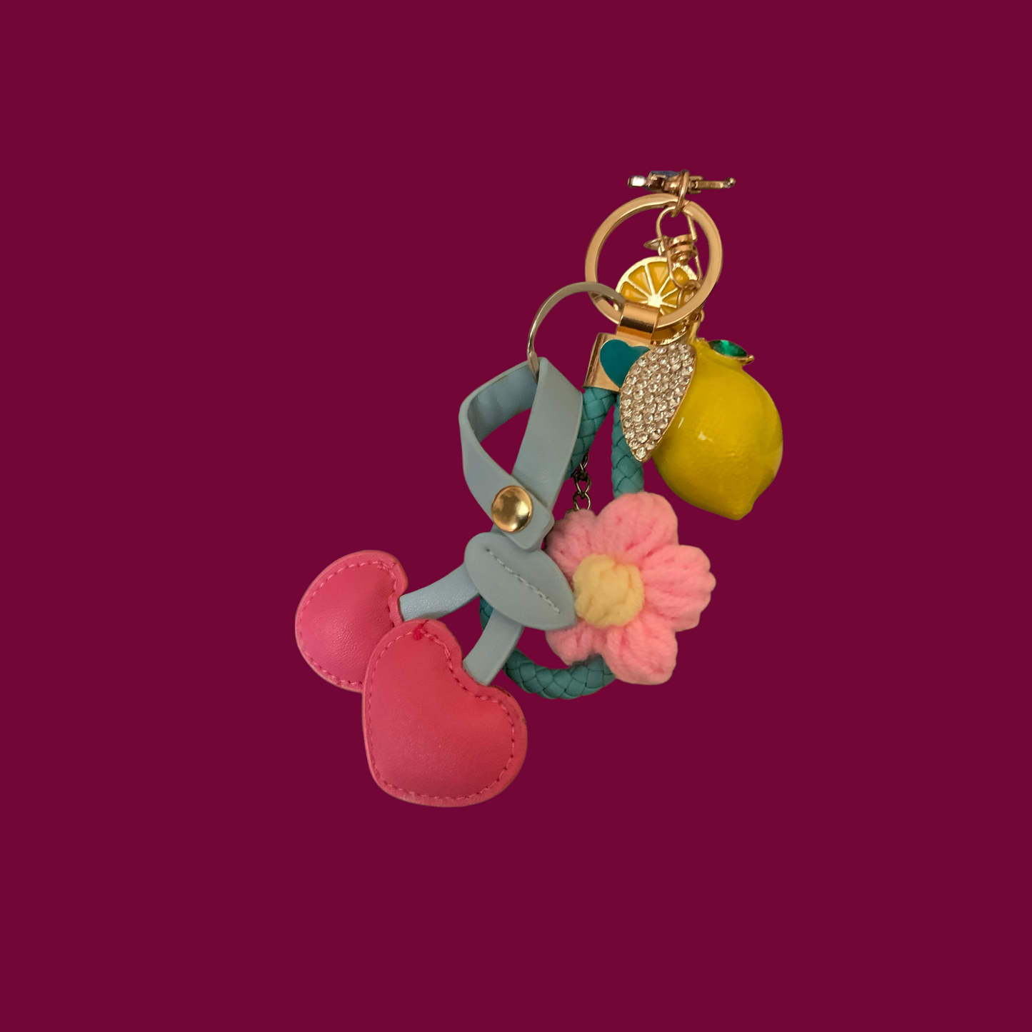 „Cherry Lemon Love – Taschenanhänger mit Herz & Fruchtvibes“