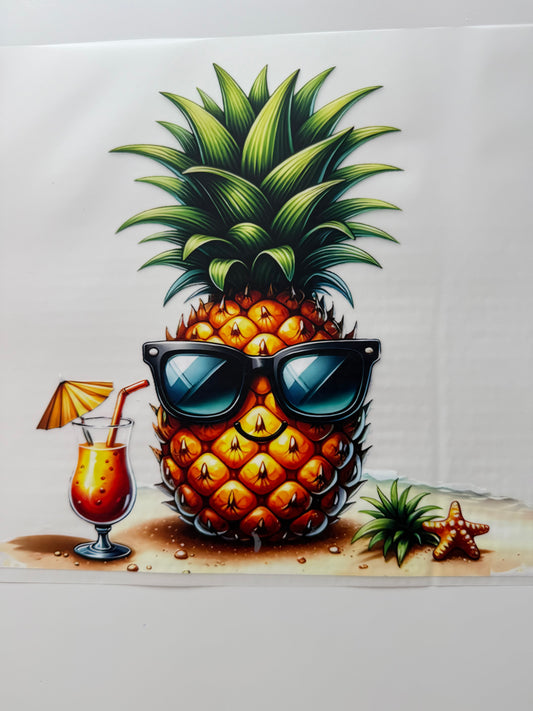 Textil-Sticker Ananas mit Sonnenbrille beach