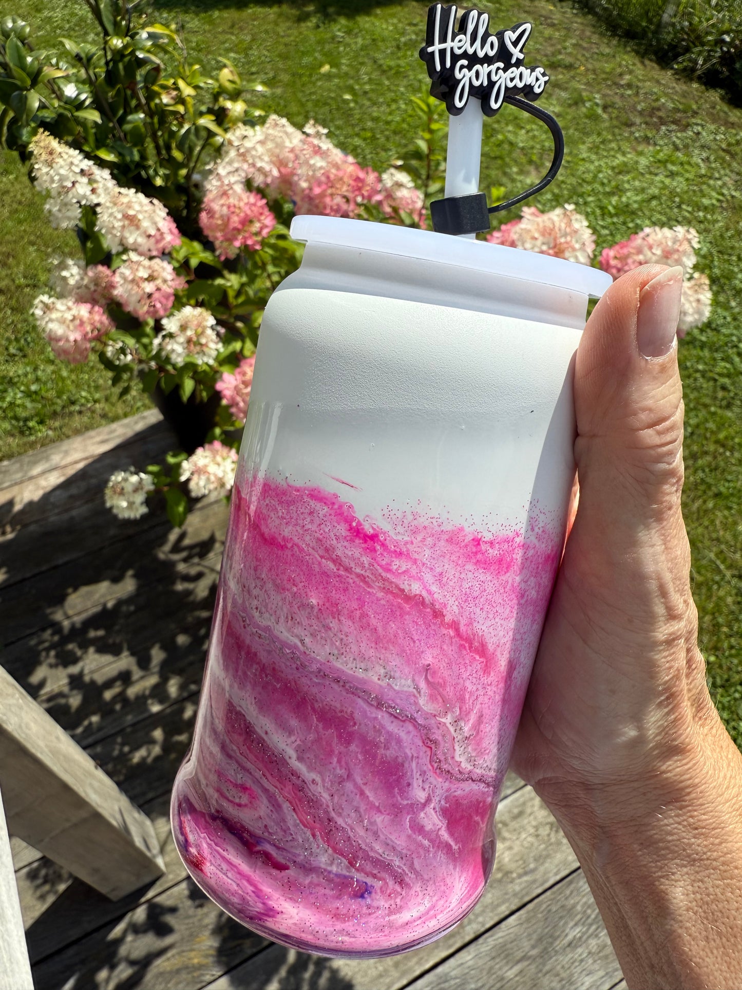 Edelstahl Becher in Wunschfarben (3 Farben) gegossen mit Resin
