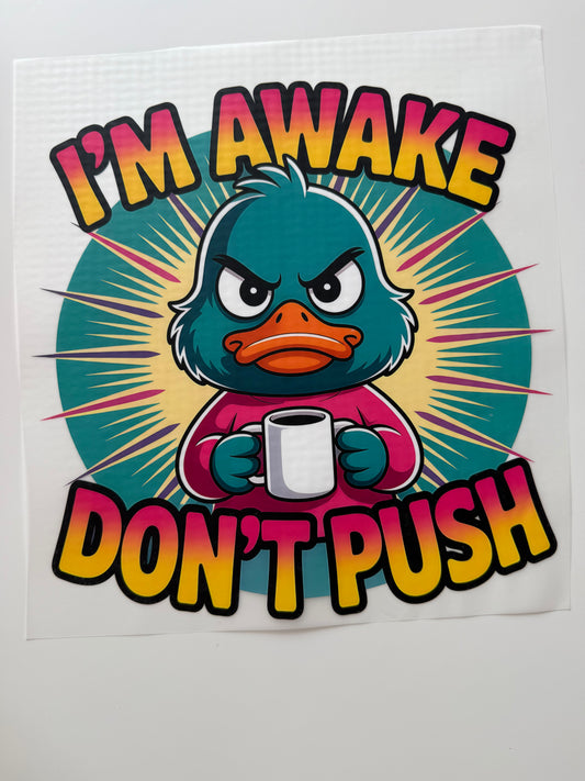 Textil-Sticker im awake don’t push