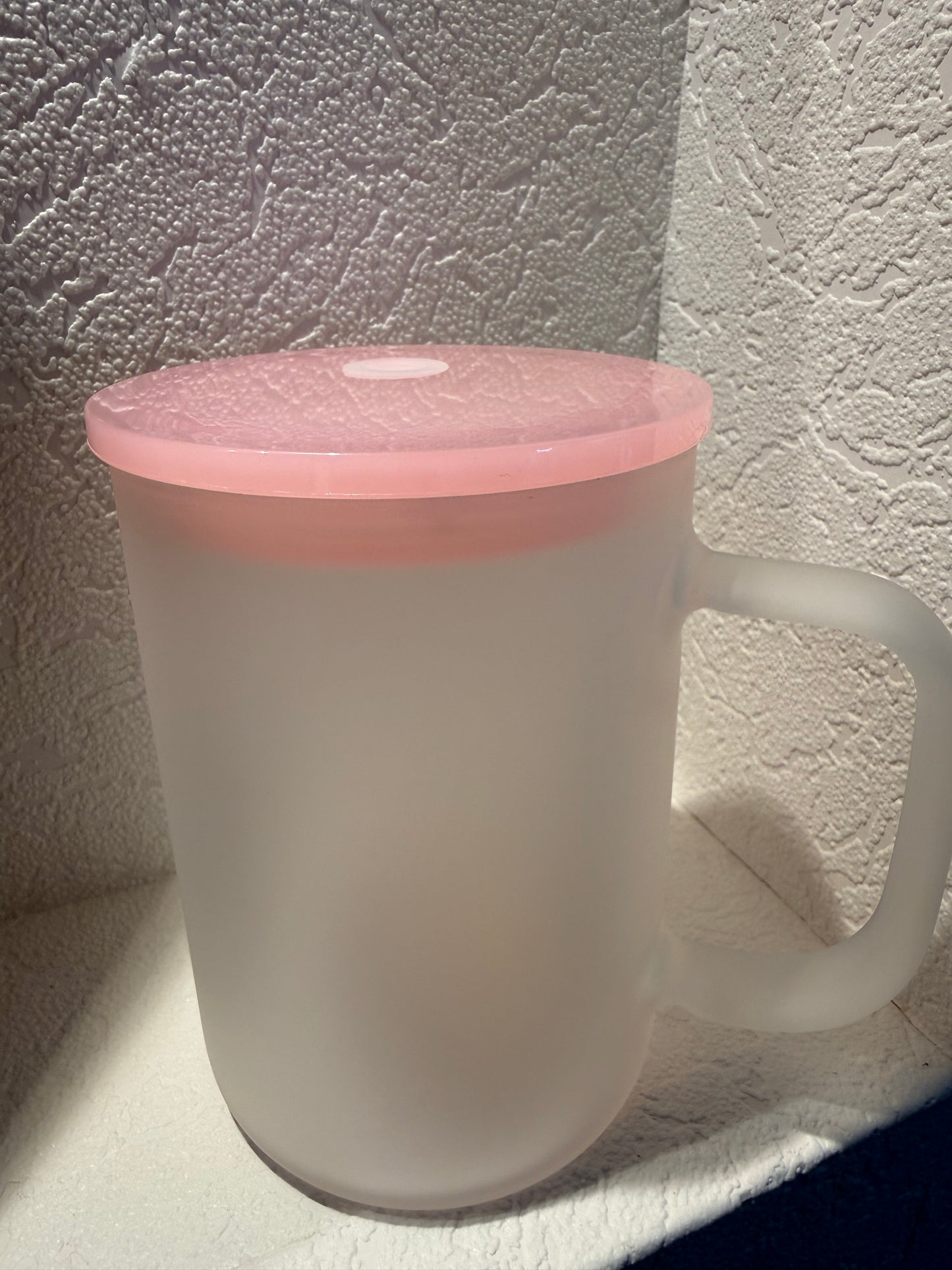 Frosted Glas Cup – handmade by Art by Nic 500ml individuell inklusive Sticker