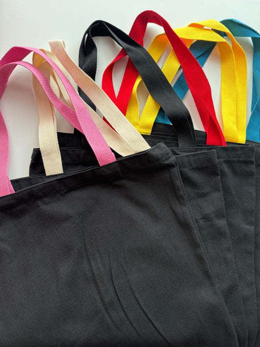 Schwarze Tasche bunte Henkel für Sticker Deine Tasche. Deine Idee. Dein Style.