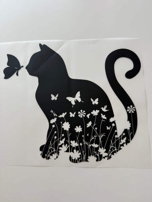 Textil-Sticker Katze Schwarz