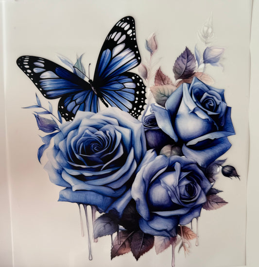 Butterflies flowers blue