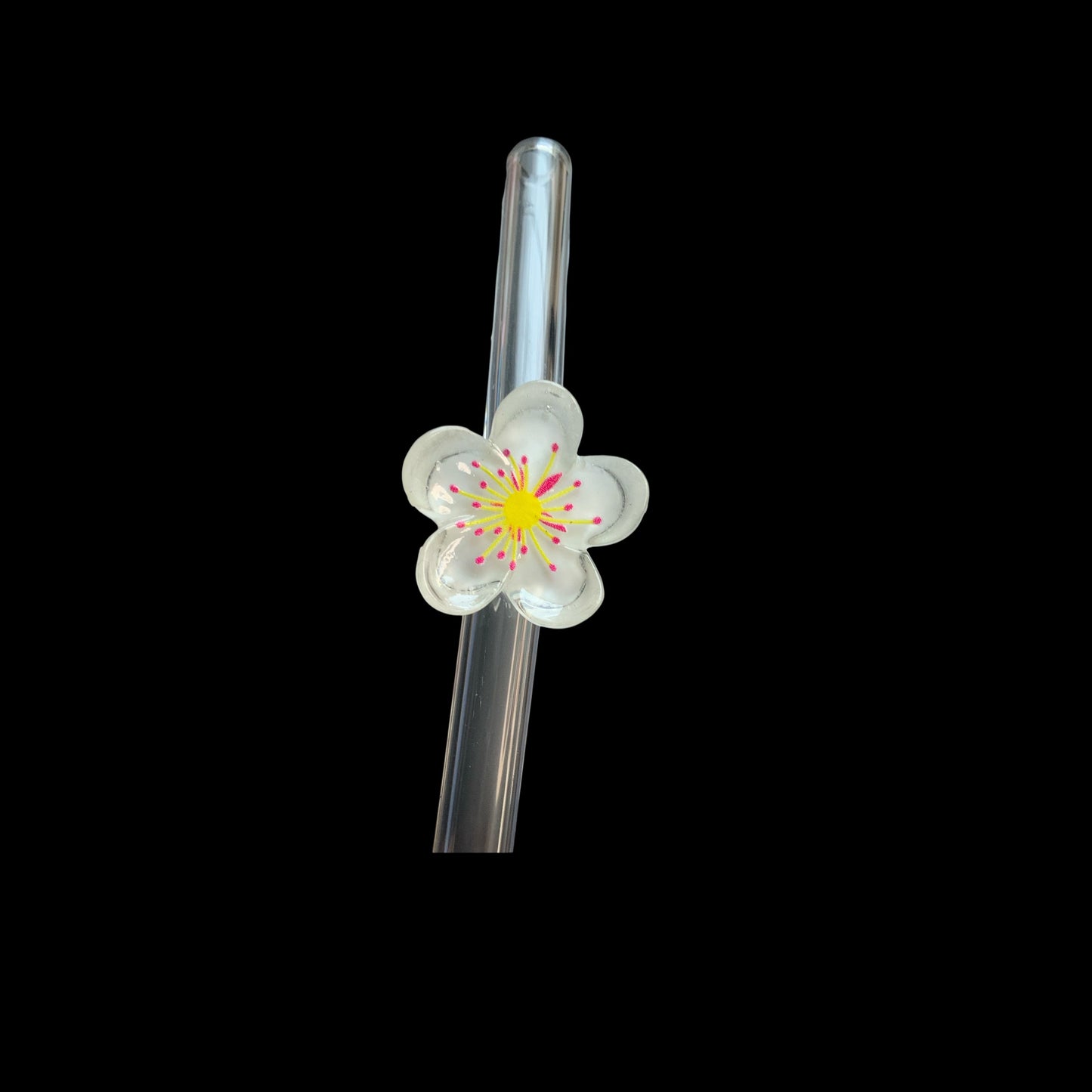 Glastrinkhalm mit Blüte – schlürfen mit Stil!