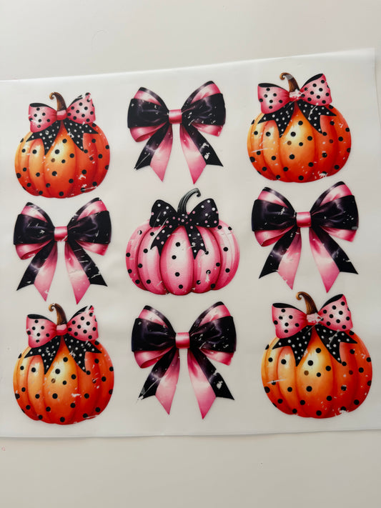Textil-Sticker Kürbis und Schleifen
