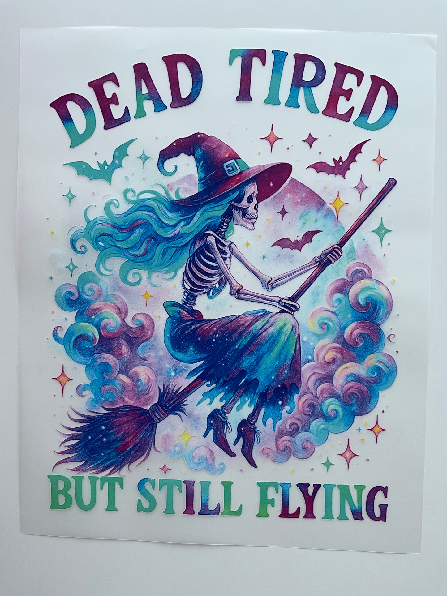 Textil Sticker dead tired but still flying