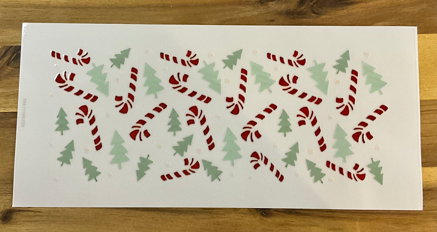 Zuckerstangen und Weihnachtsbäume