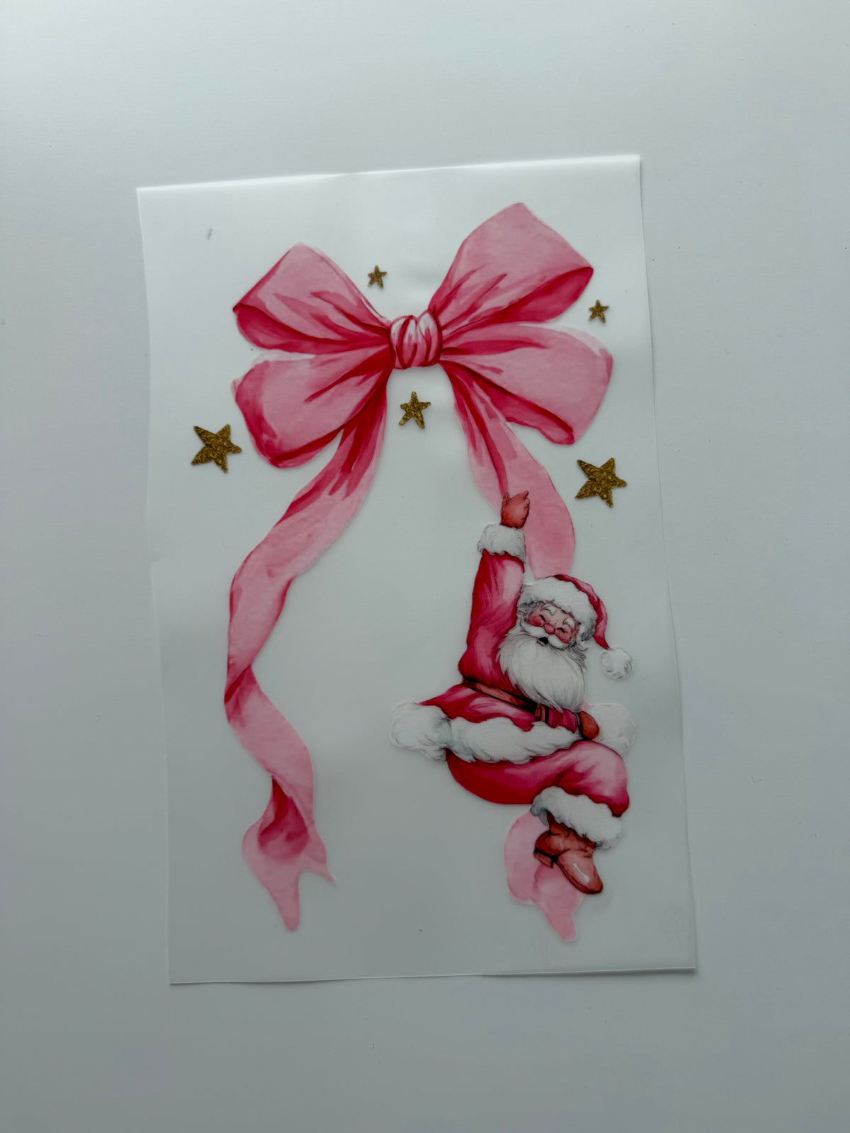 Textil-Sticker Weihnachtsmann rosa