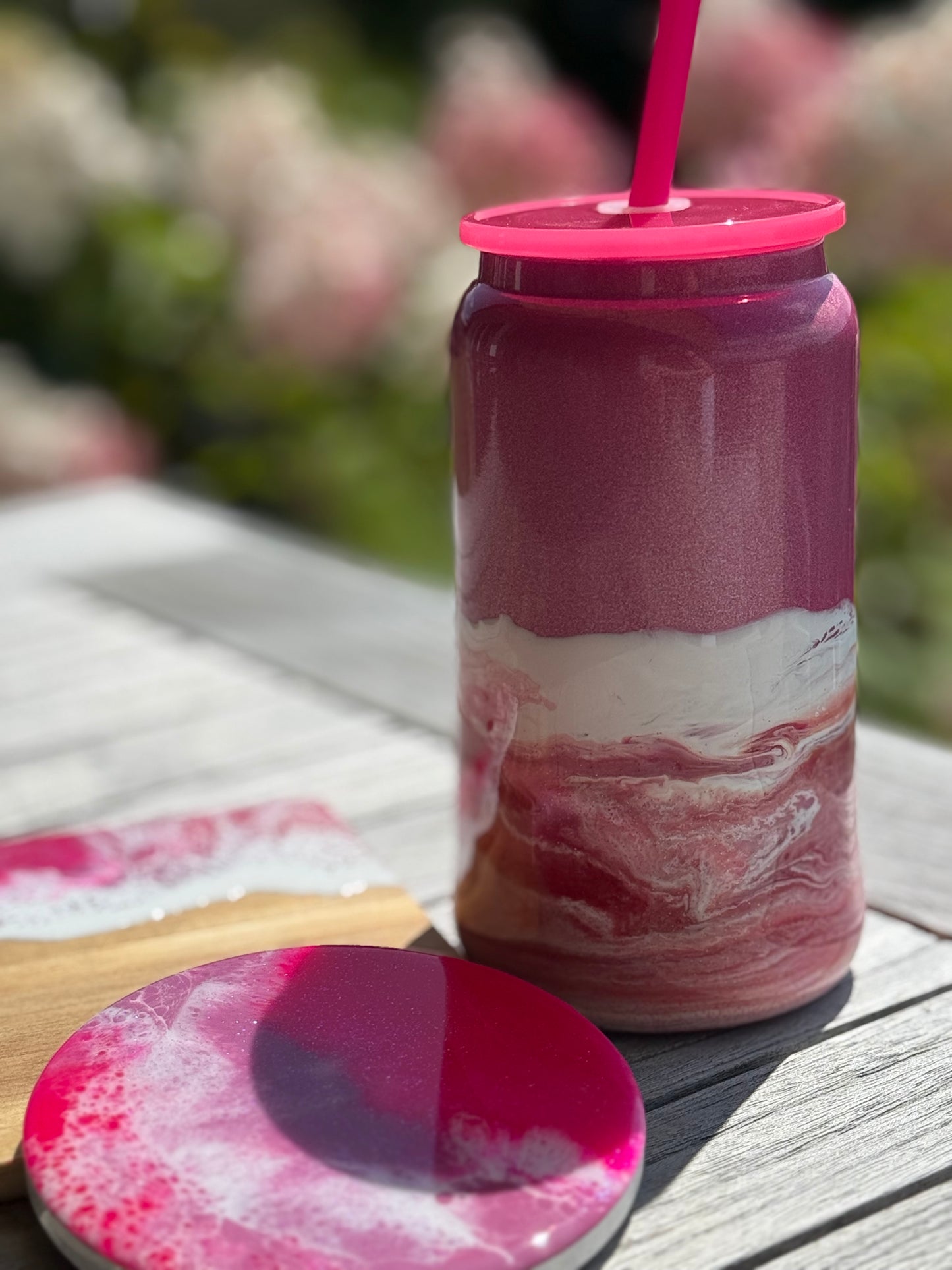 Edelstahl Becher in Wunschfarben (3 Farben) gegossen mit Resin