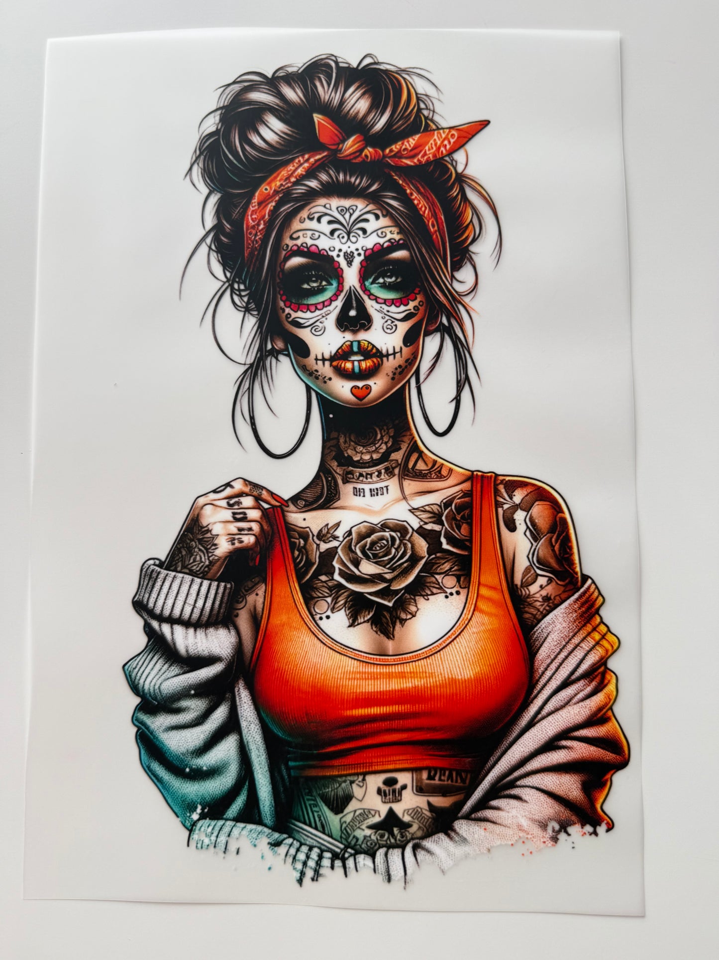 Textil-Sticker     Día de los Muertos Frau
