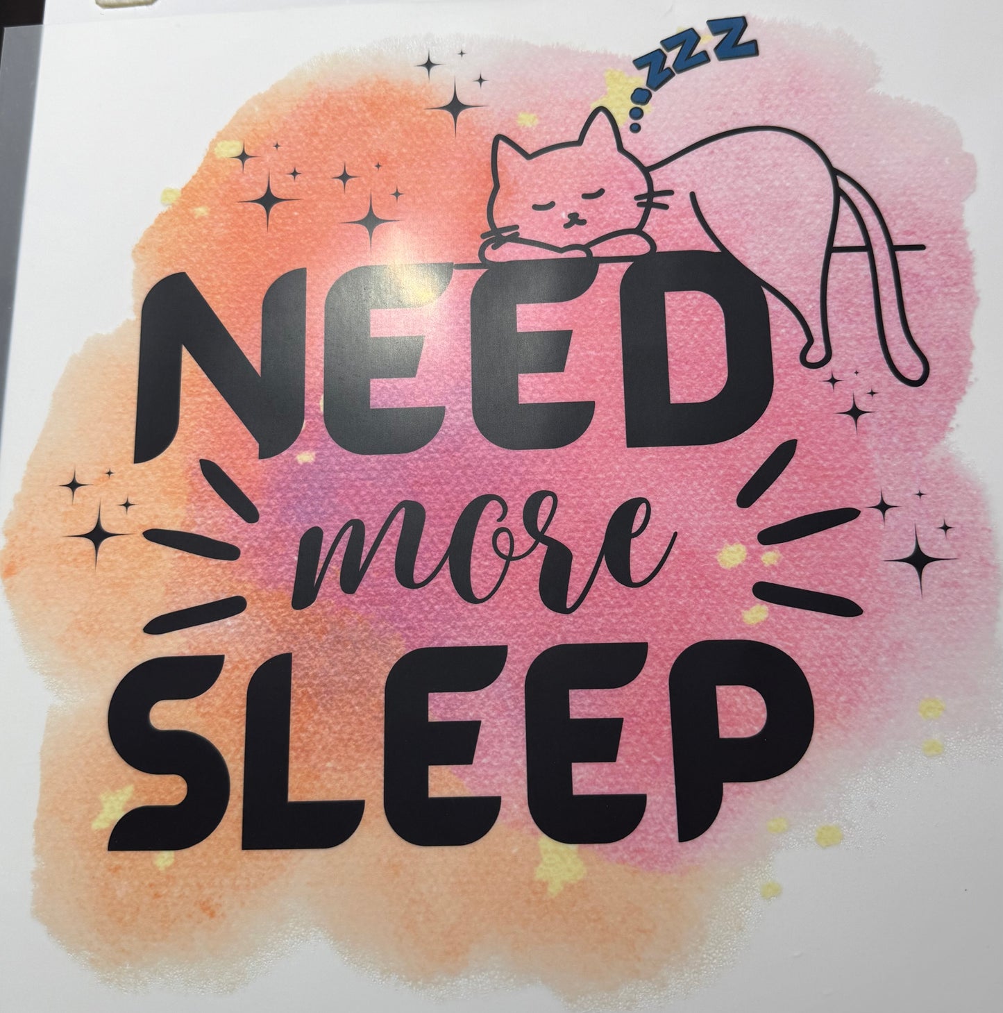Textil-Sticker Need more sleep and cat