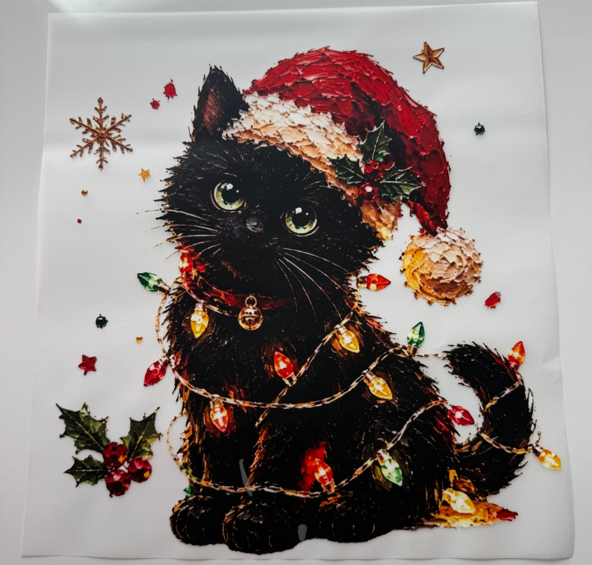 Textil-Sticker Weihnachts-Katze