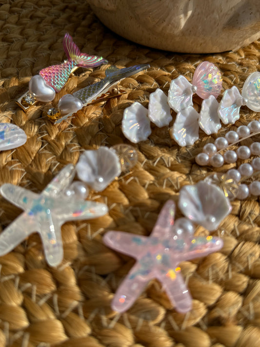 🐚 Kleine maritime Haarspangen – Meerjungfrauen-Vibes für dein Haar