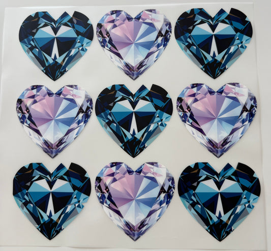 Textil-Sticker herzen diamanten blau lila