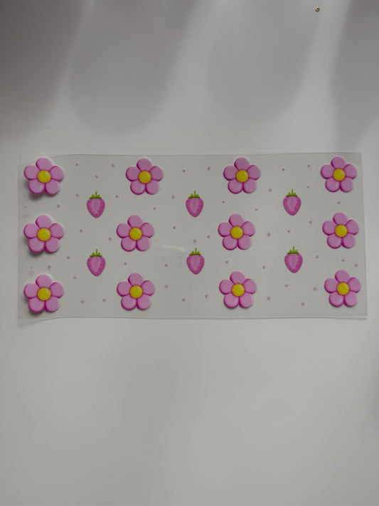 Blumen und Erdbeeren pink