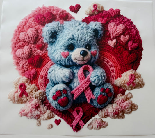 Textil-Sticker Teddy blau mit Herz