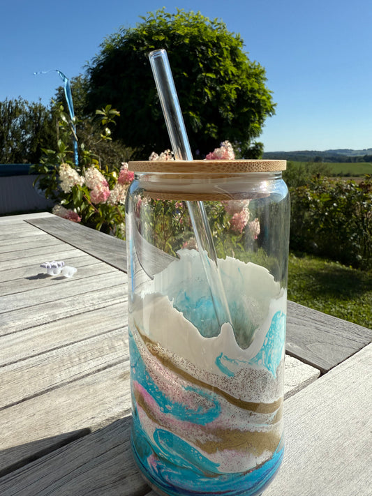 Resin-Trinkglas „Beach Vibes“ | Handgegossen & Einzigartig
