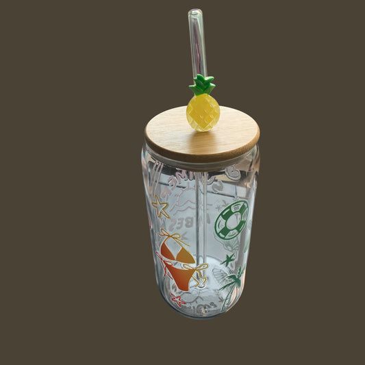 Glastrinkhalm mit Ananas – Sommer zum Mitnehmen!