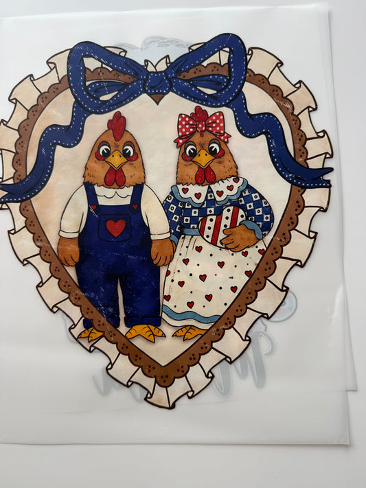 Textil-Sticke Hühner Paar