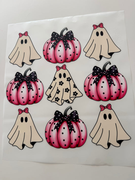 Textil-Sticker Kürbis und Schleifen und Geister