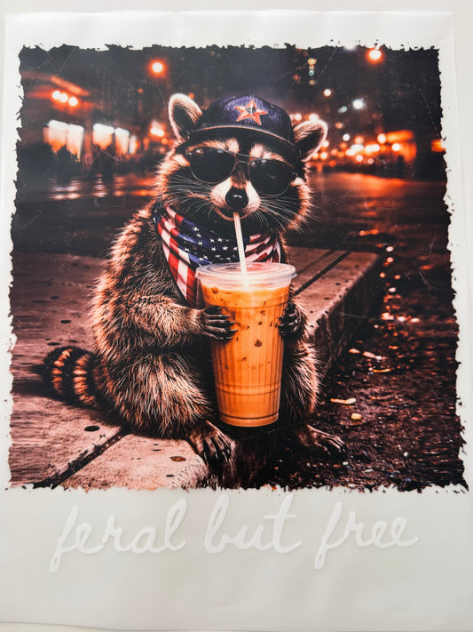 Textil-Sticker Waschbär feral but free
