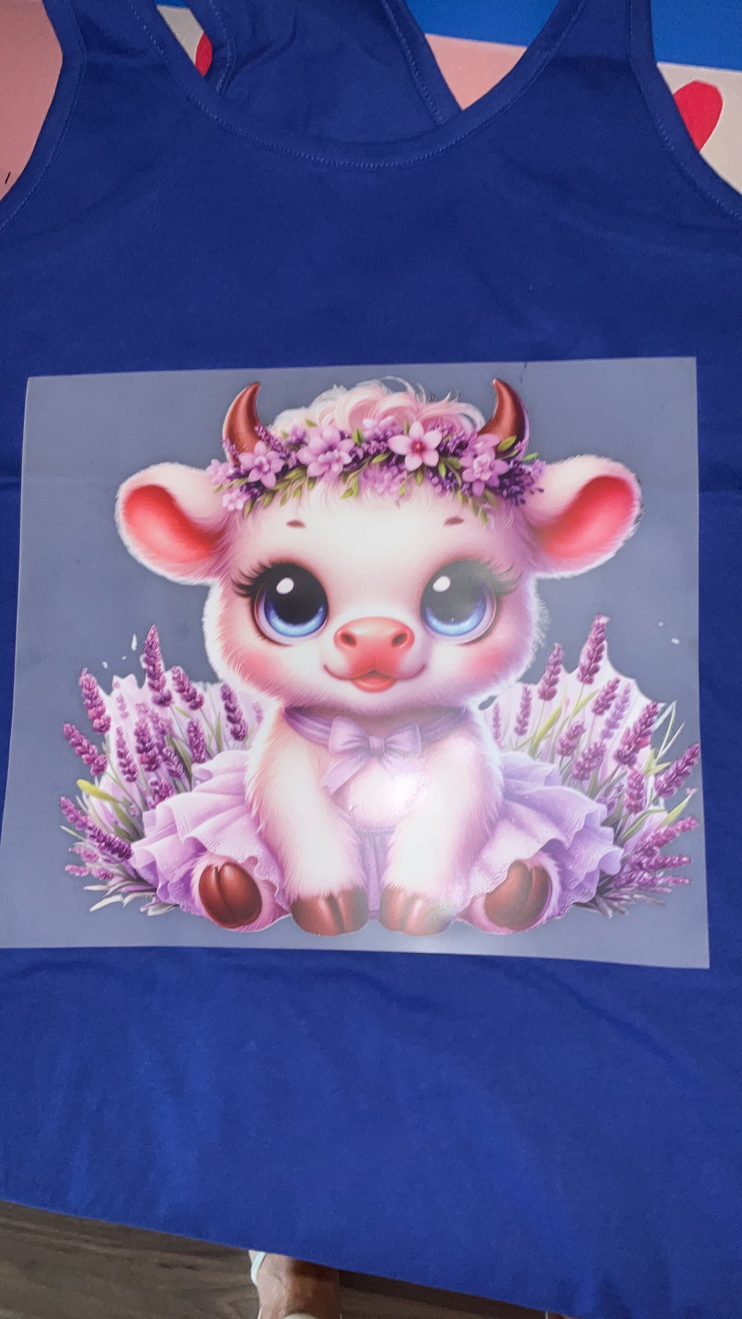 Textil-Sticker Lavendel Kuh