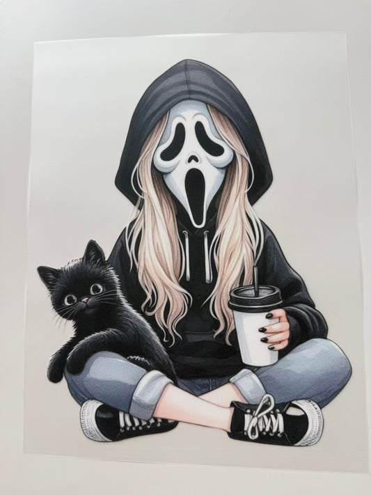 Textil-Sticker Girl mask cat