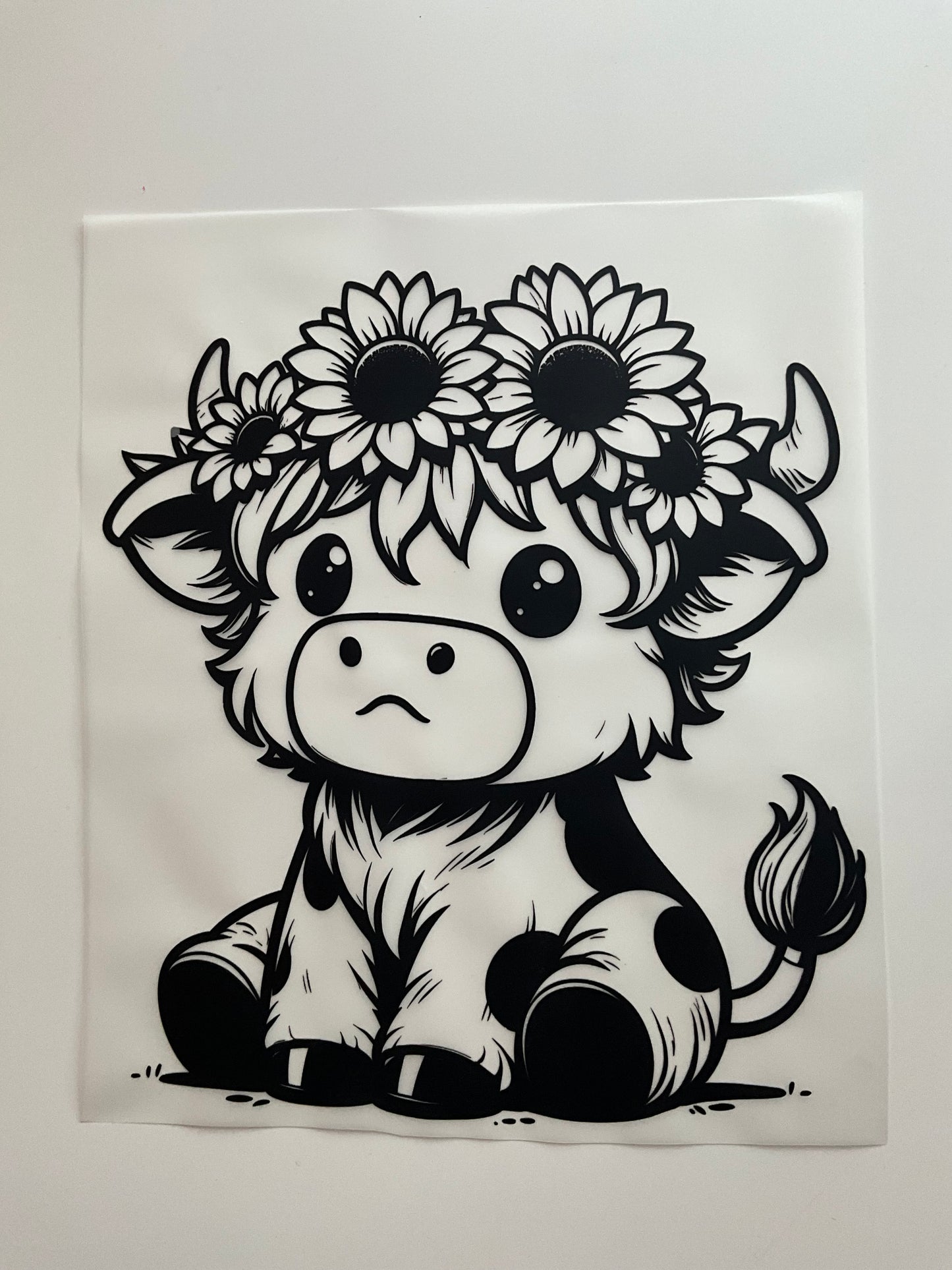 Textil Sticker- Black and whit cute cow