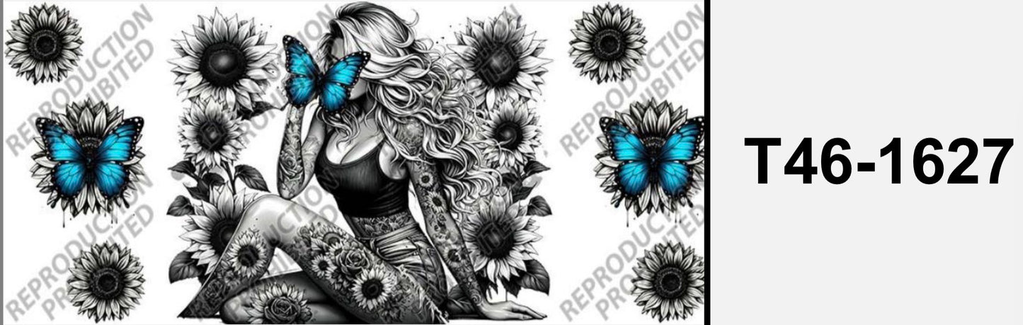 Girl  Flower Schmetterling Butterfly T46-1627