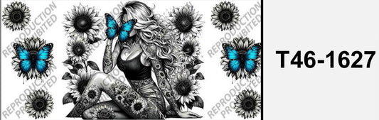 Girl  Flower Schmetterling Butterfly T46-1627