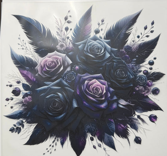Textil Sticker lila black flower