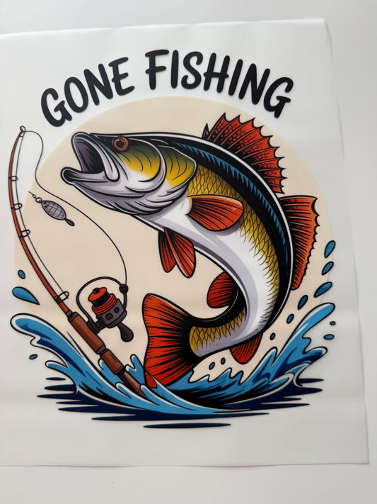 Textil-Sticker Gone fishing
