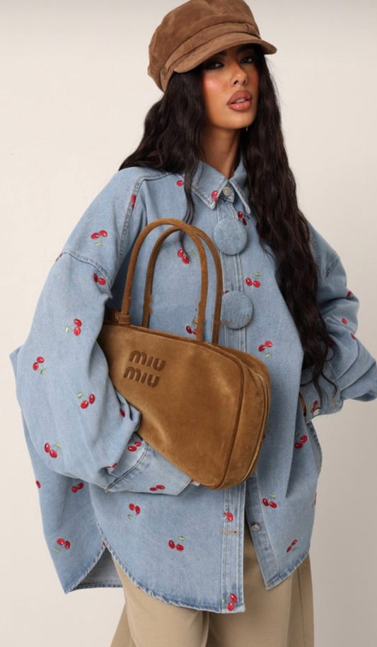 🍒 Cherry Oversized Denim Shirt 🍒