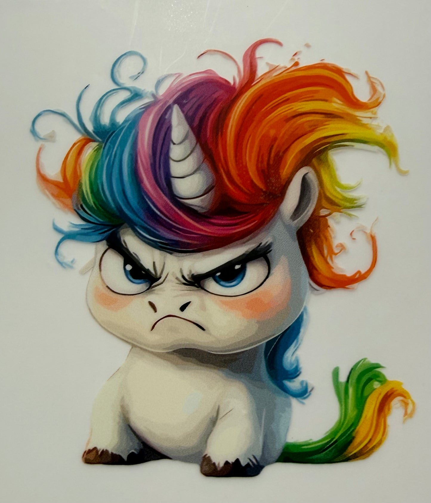 Textil Sticker- grumpy Einhorn klein ca.10cm/10cm