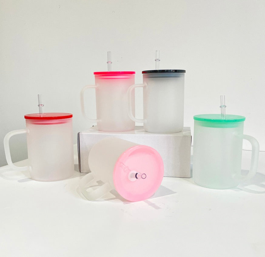 Frosted Glas Cup – handmade by Art by Nic 500ml individuell inklusive Sticker