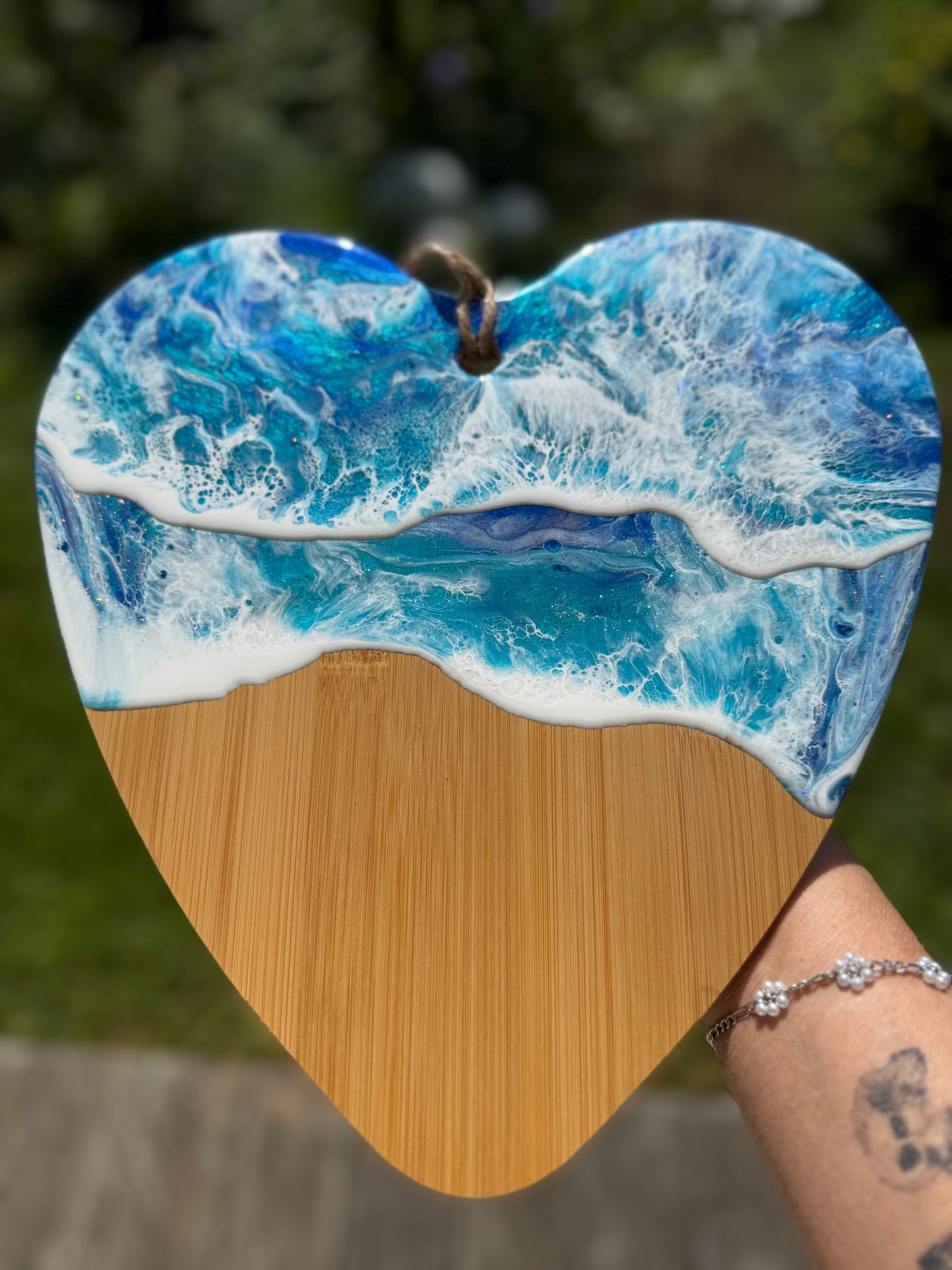 Bambus-Herz mit Ocean Art Design – handveredelt & maritim inspiriert