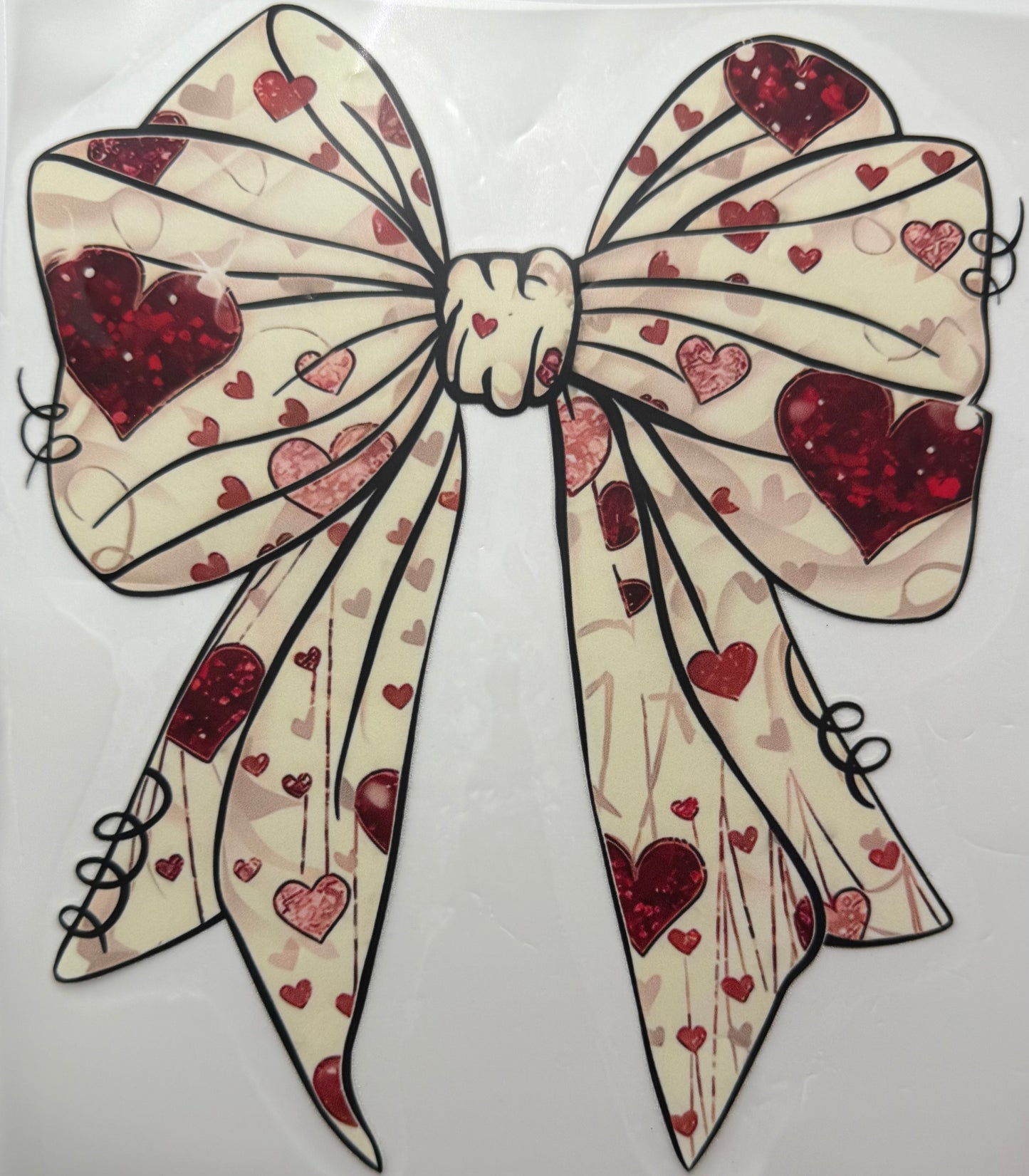 Textil Sticker- schleife mit Herzen