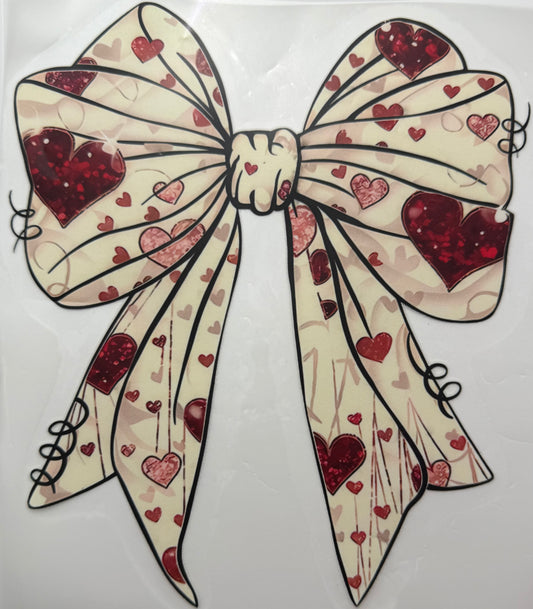 Textil Sticker- schleife mit Herzen