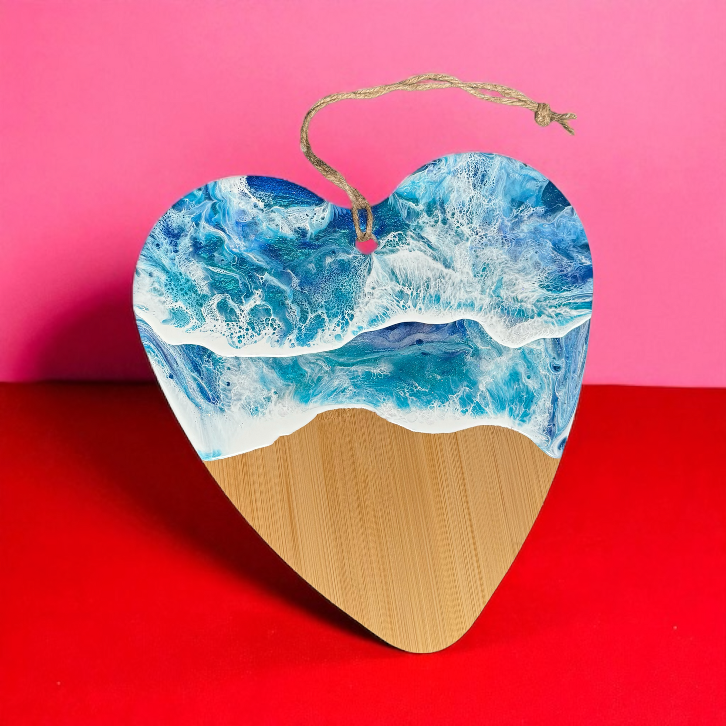 Bambus-Herz mit Ocean Art Design – handveredelt & maritim inspiriert