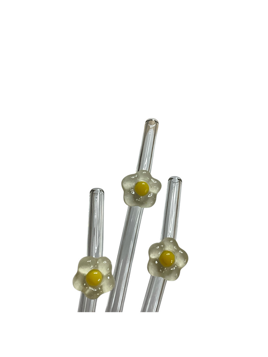 🌼 Glasstrohhalme mit Blütenmotiv (je 1 Stück)