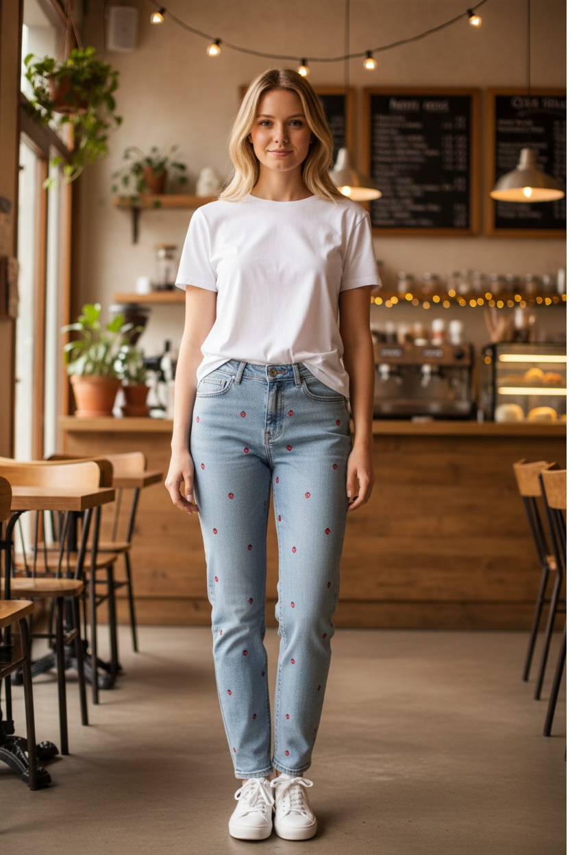🍓 Erdbeer Mom Jeans – wow-Waschung & einfach zu cute