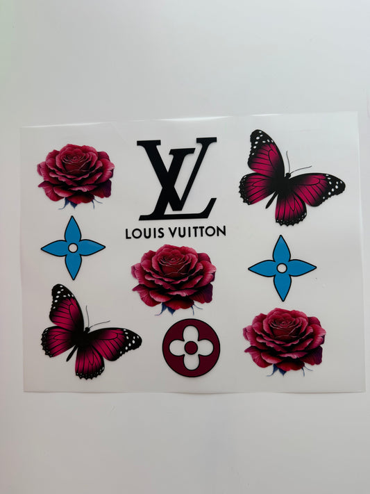 Textil Sticker-Blumen und Schmetterlinge L