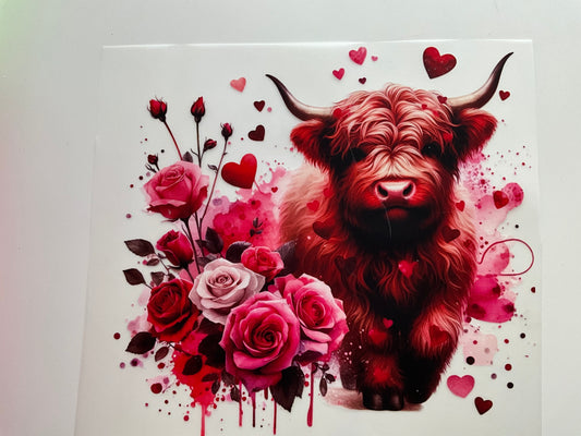 Textil Sticker- roses cow