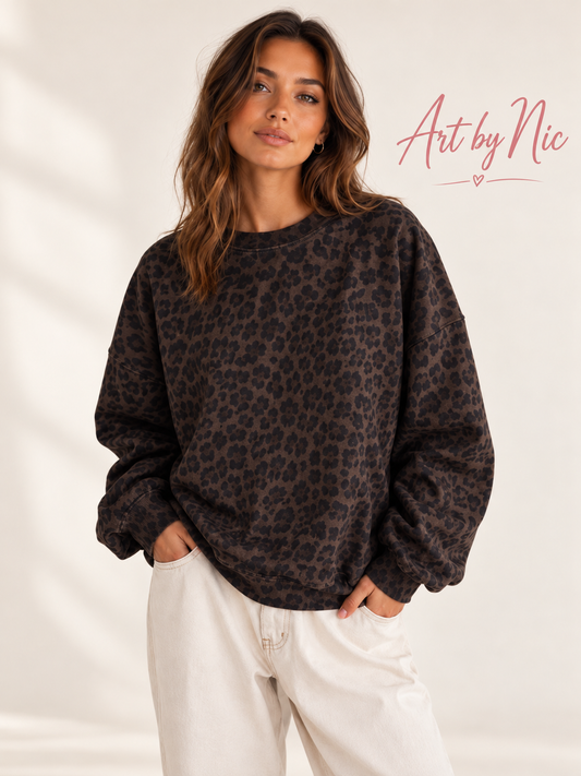 Leo dunkel  Statement Sweater – individuell für dich veredelt 🐆✨