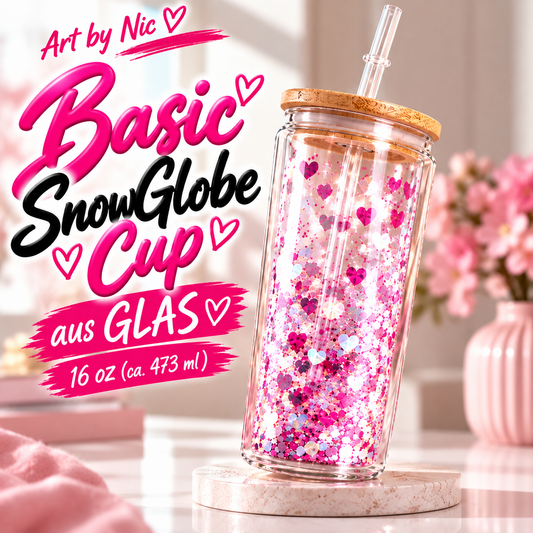 Art by Nic Basic Snowglobe Cup aus Glas | 16 oz