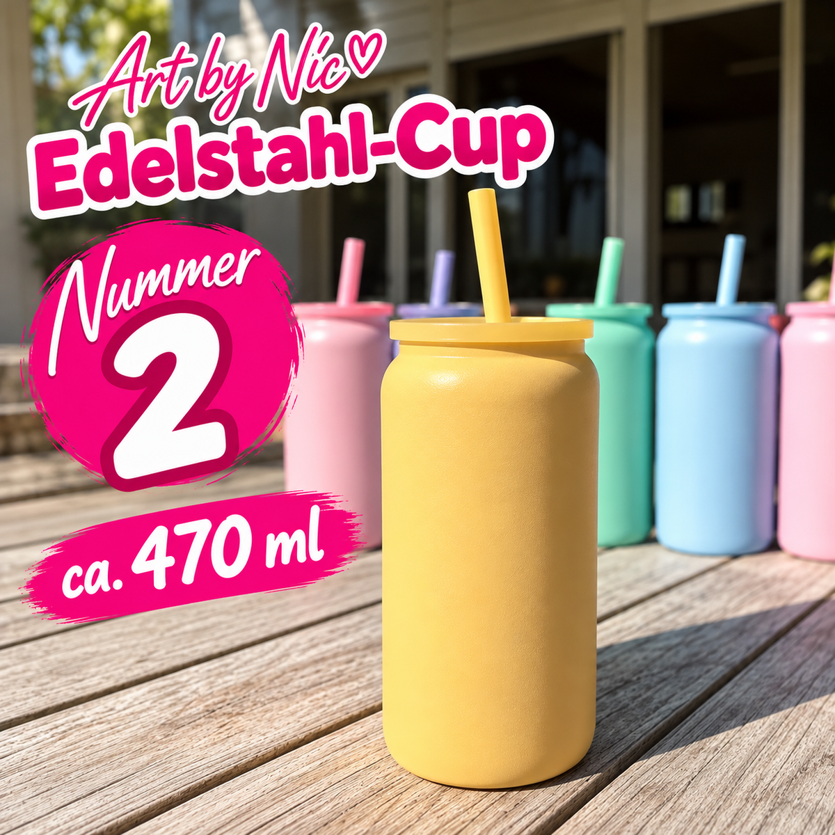 Art by Nic Edelstahl-Cup Nummer 2 | 470ml 💕