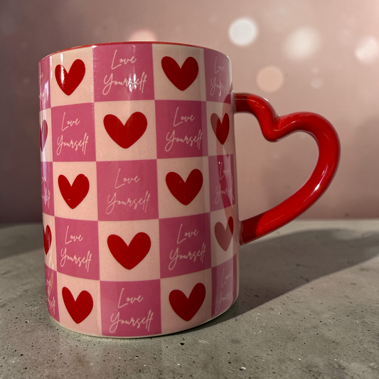 Liebe dich selbst Tasse mit Herzgriff